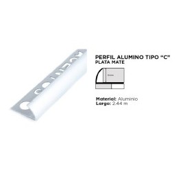 PERFIL ALUMINIO PLATA MATE 10 MILIMETROS POR...