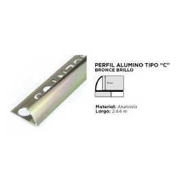 PERFIL ALUMINIO BRONCE BRILLO 10 MILIMETROS POR...