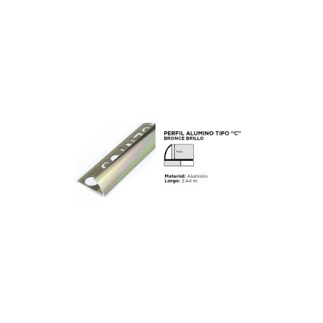 PERFIL ALUMINIO BRONCE BRILLO 10 MILIMETROS POR...